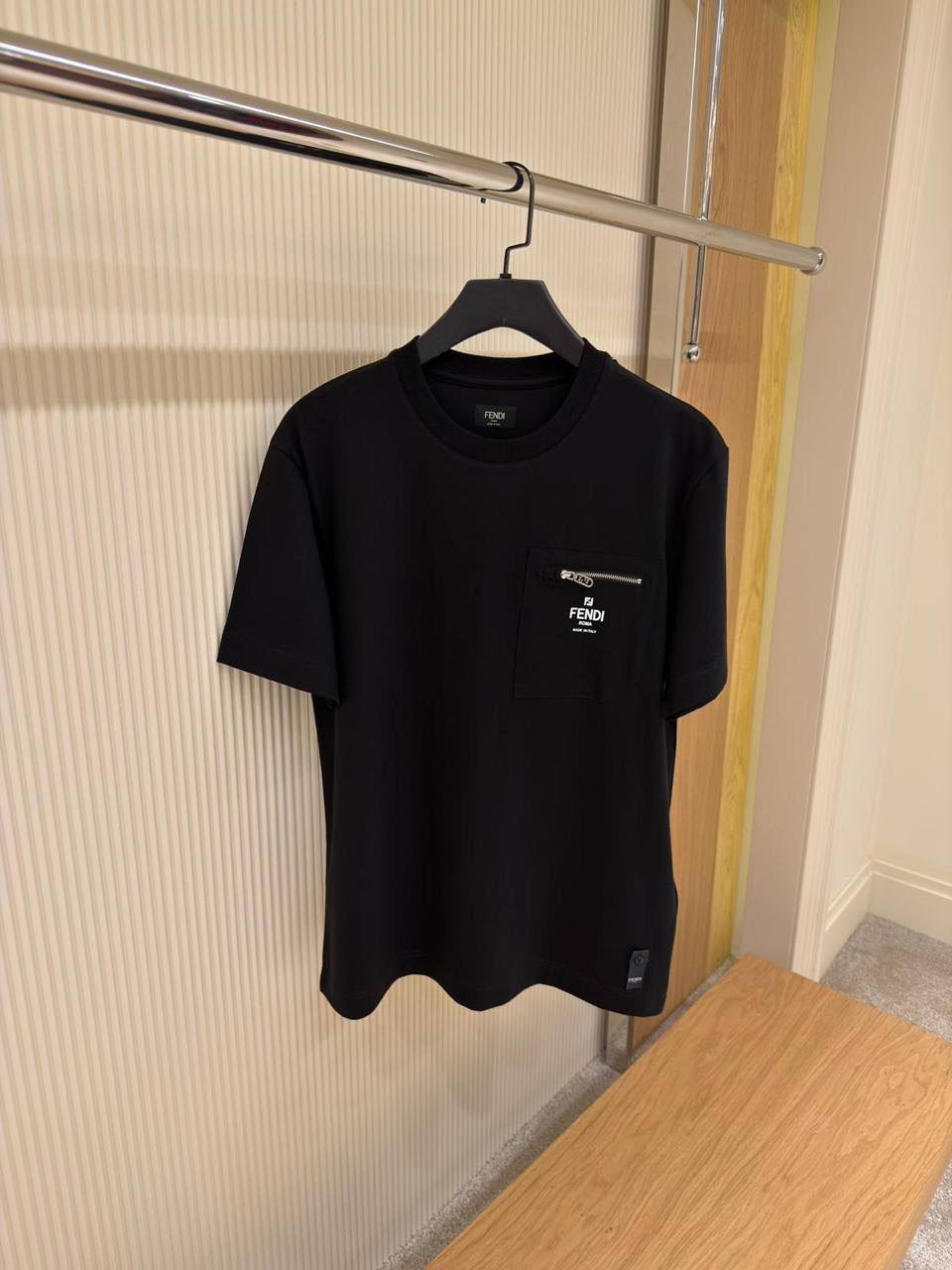 Fendi Roma Zip Pocket Tee – Black