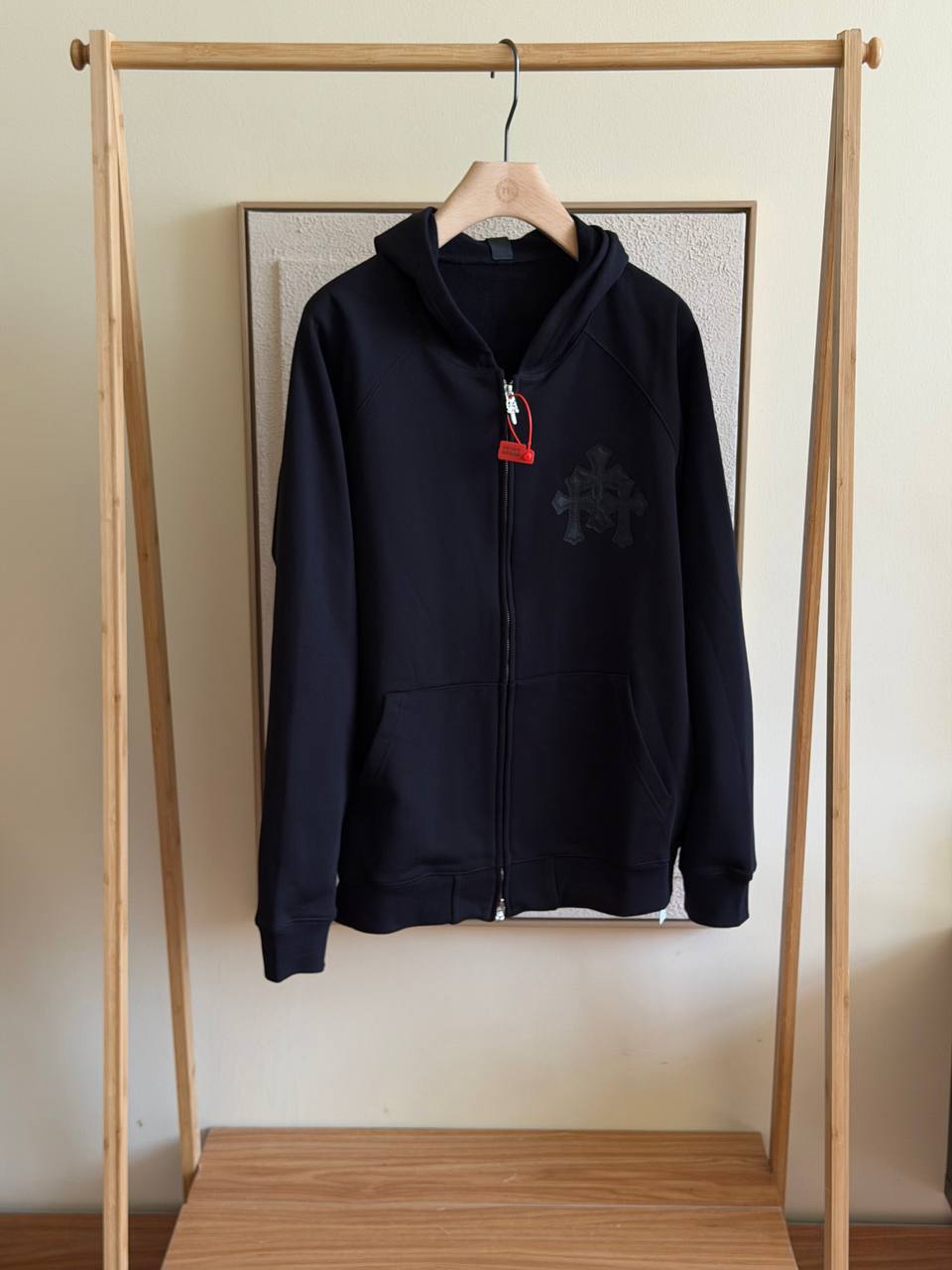 Chrome Hearts Cemetery Cross Patch Zip Hoodie – Navy