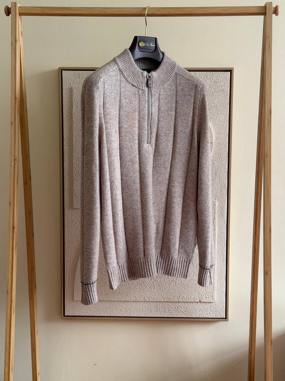 Loro Piana Ribbed Half-Zip Sweater - Beige