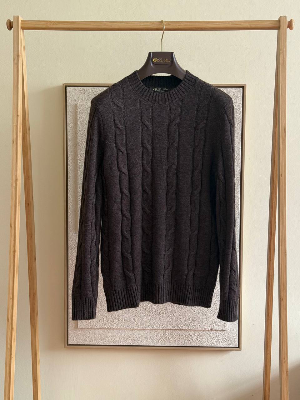 Loro Piana Cable-Knit Crewneck Sweater - Brown