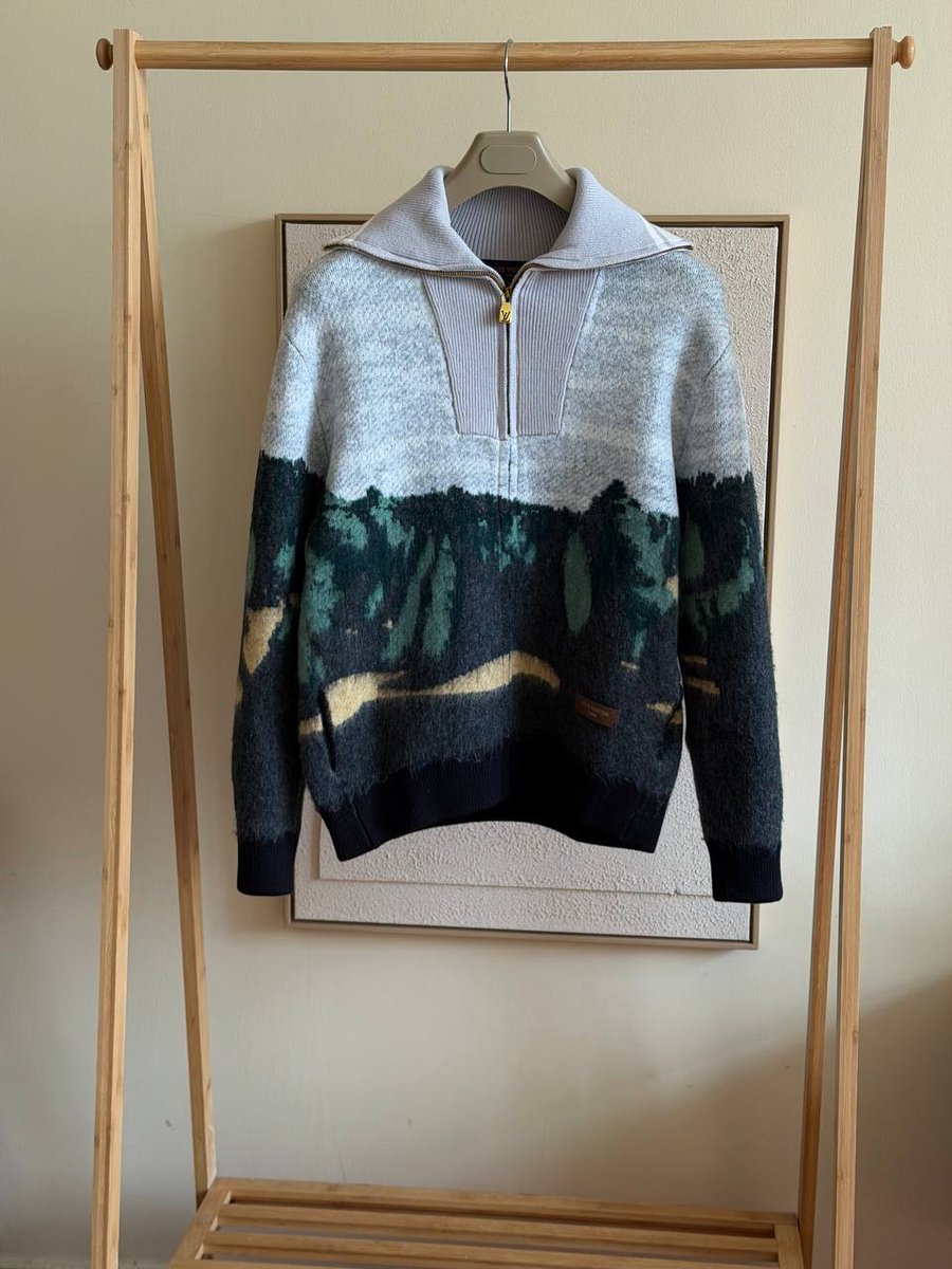 Louis Vuitton Landscape Jacquard Half-Zip Sweater