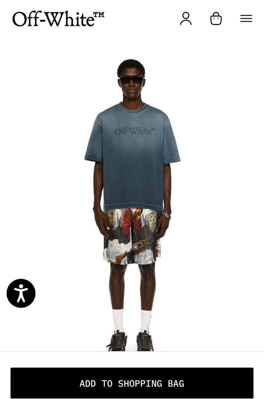 Off-White Bookish Logo Washed Tee – Navy