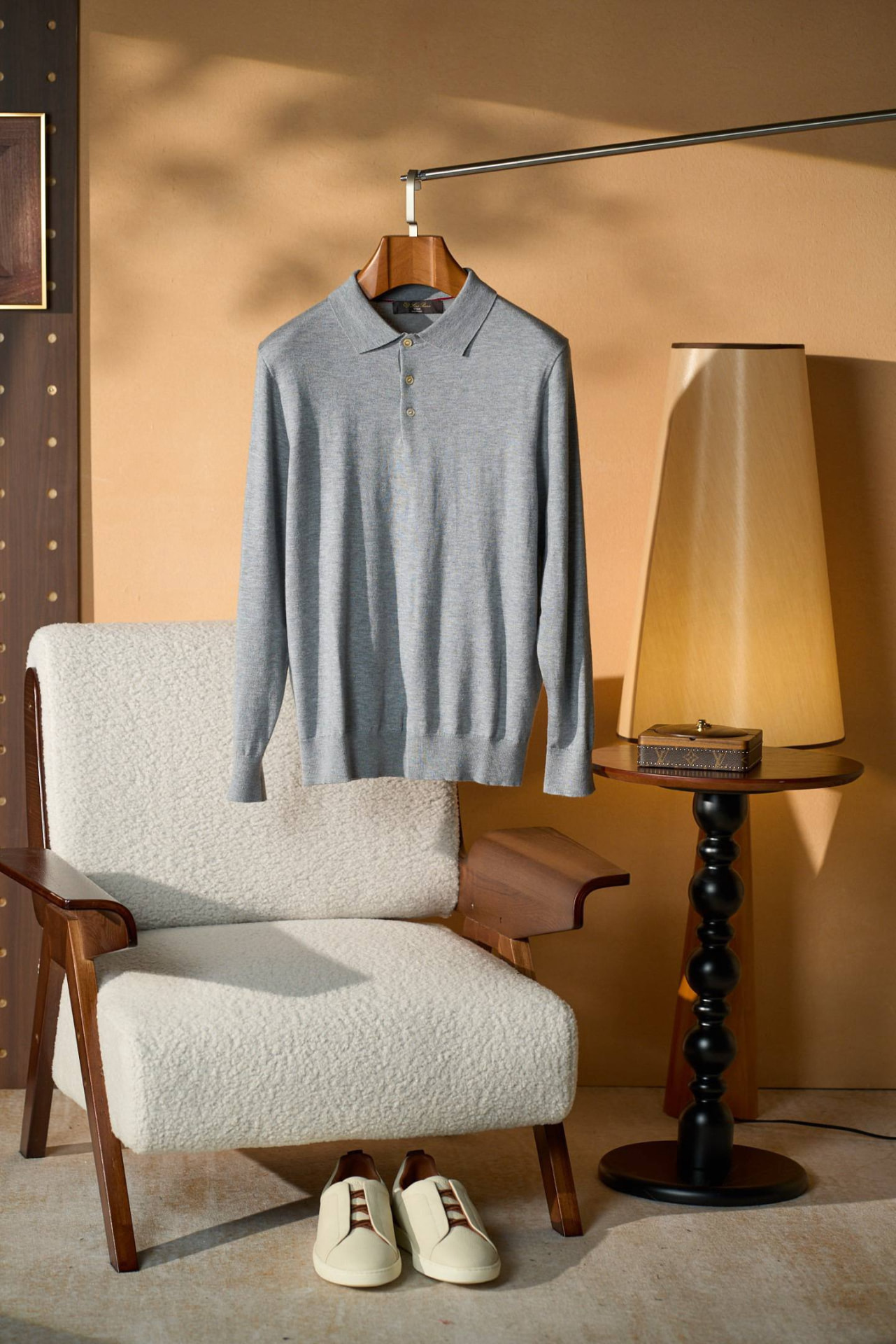 Loro Piana Como Long-Sleeve Polo (Grey)