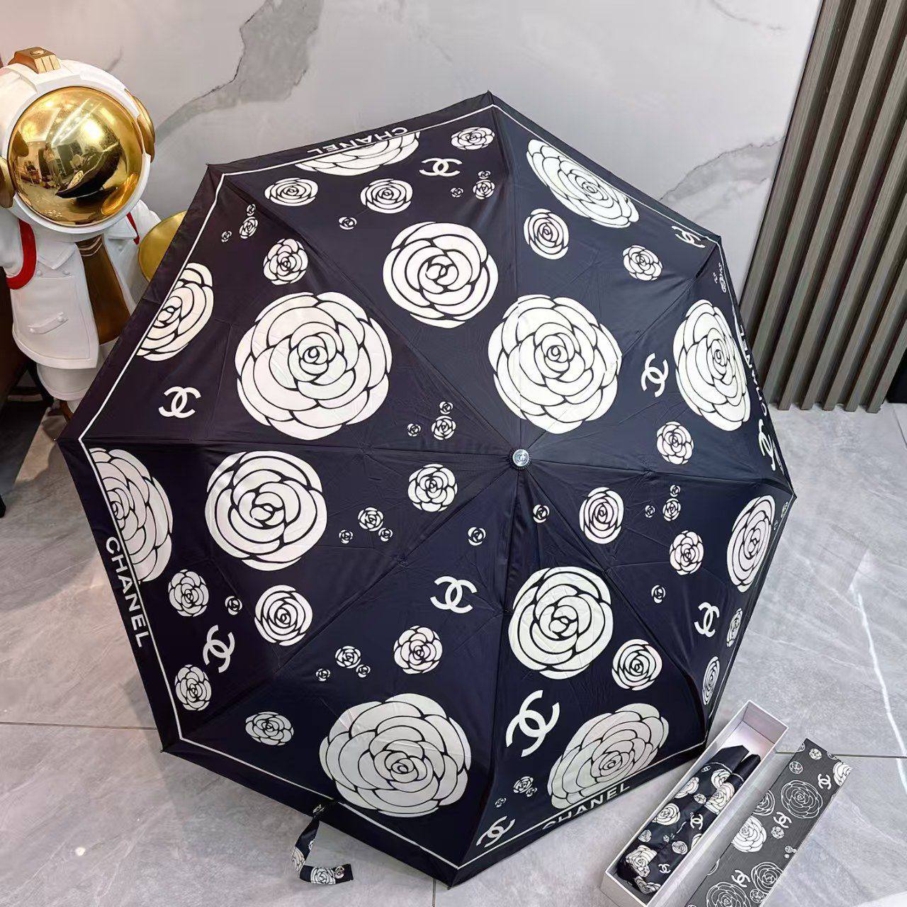 Chanel Camellia Folding Umbrella