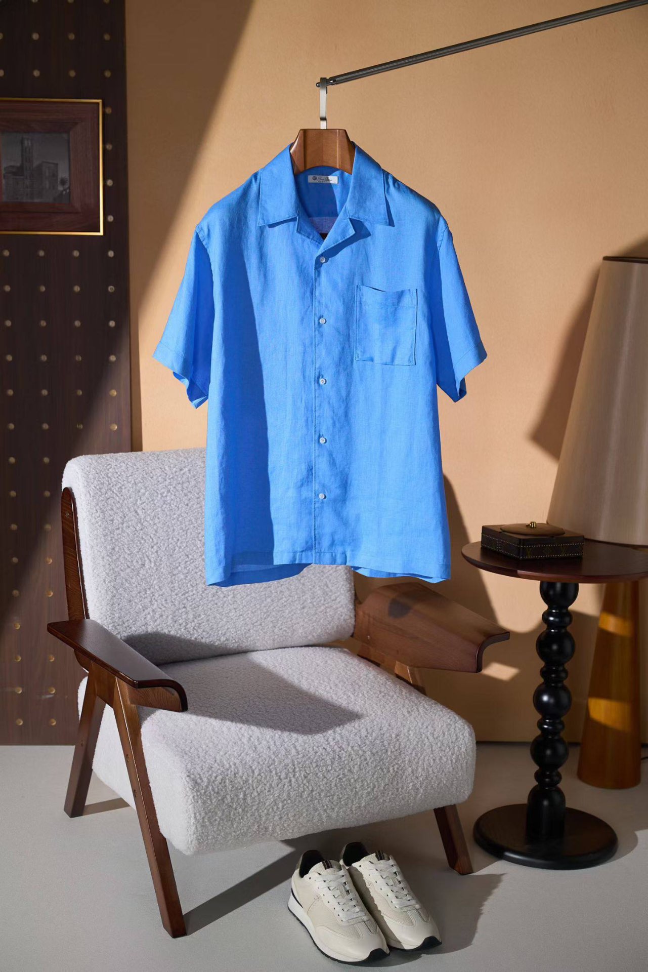 Loro Piana Linen Camp-Collar Shirt - Blue
