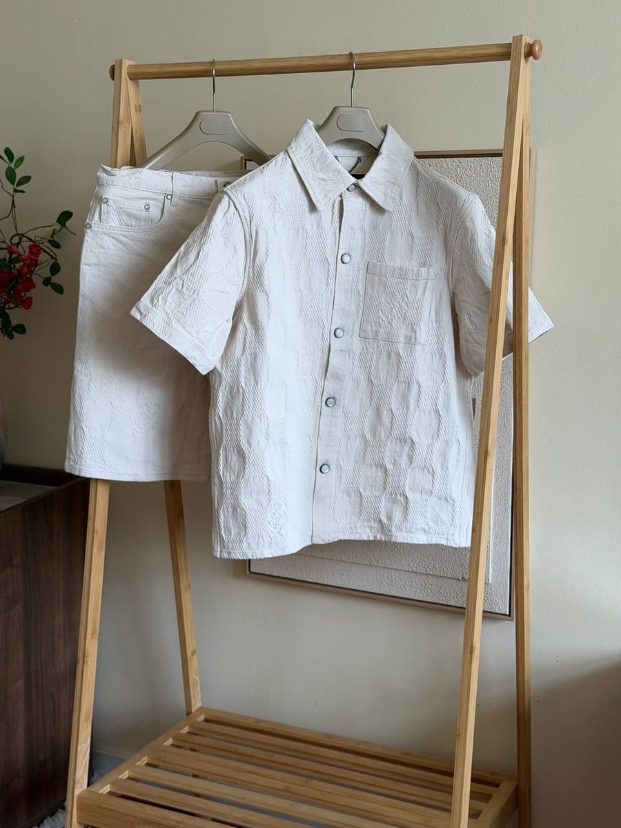 Louis Vuitton Damier Textured Shirt & Shorts Set