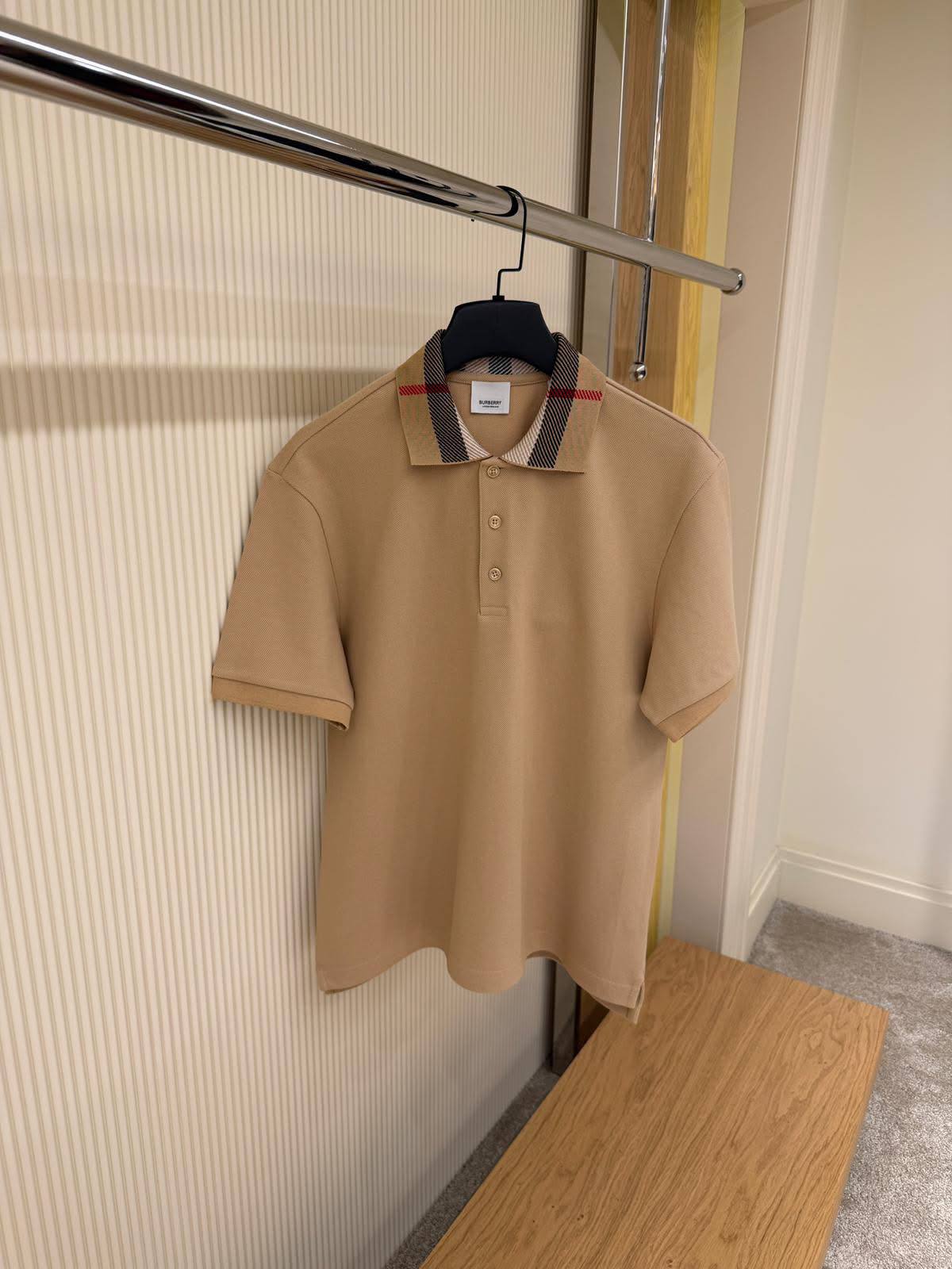 Burberry Check Collar Cotton Piqué Polo