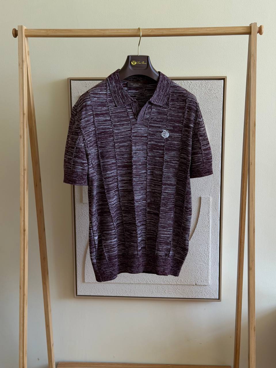Loro Piana Striped Knit Polo – Burgundy