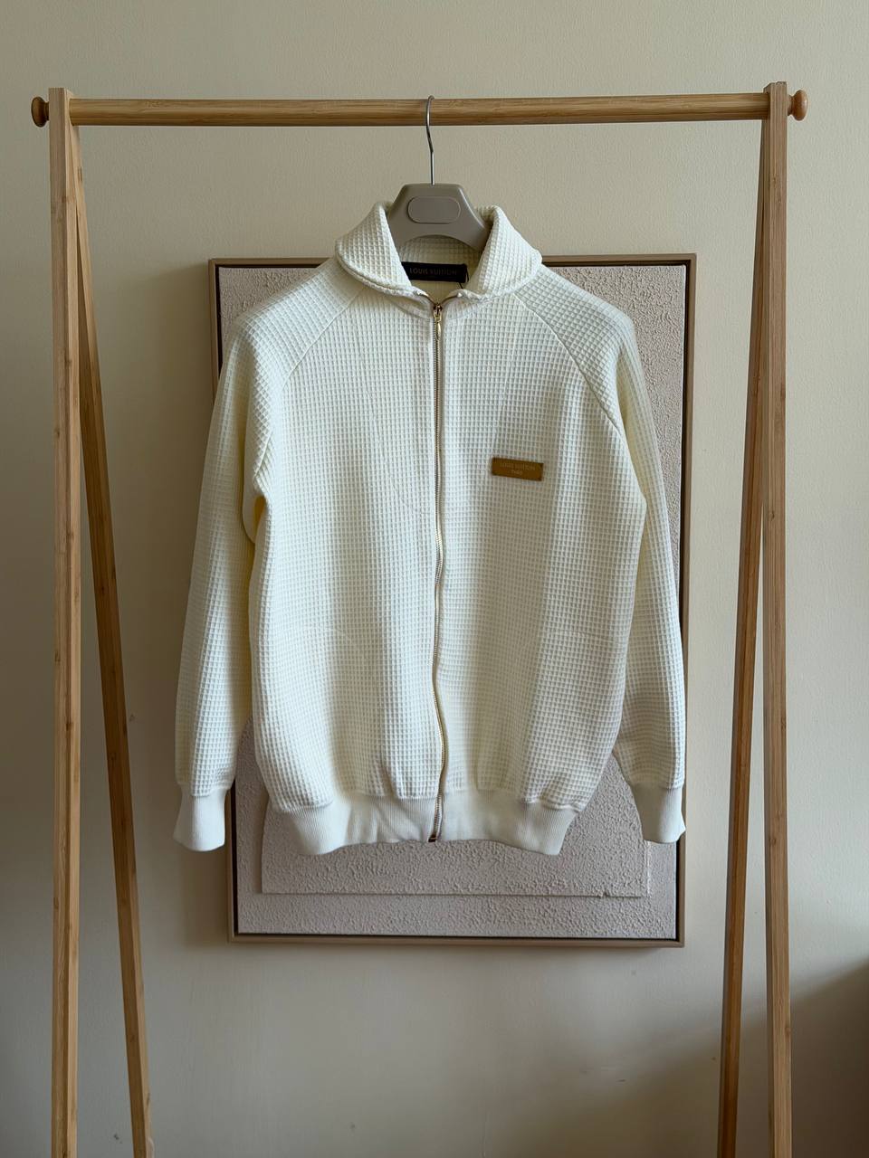 Louis Vuitton Waffle Knit Zip-Up Sweater (Cream)