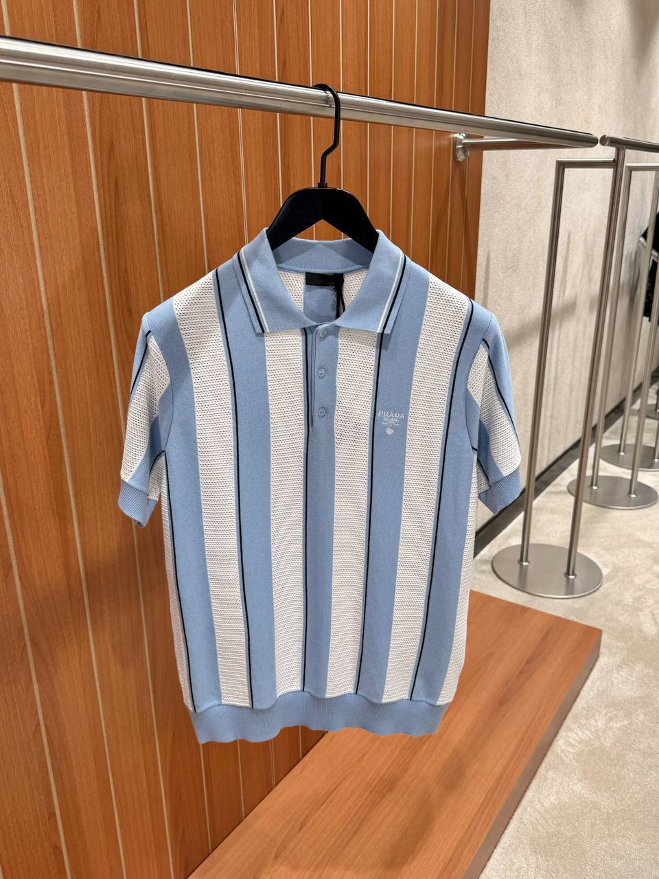 Prada Striped Knitted Polo