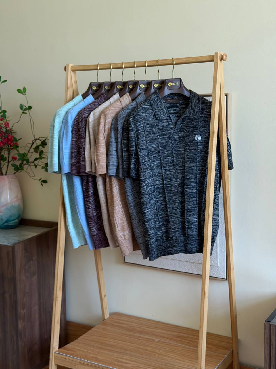 Loro Piana Mélange Ribbed Open-Collar Polo