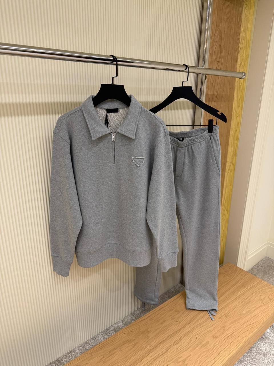 Prada Half-Zip Tracksuit Set – Grey