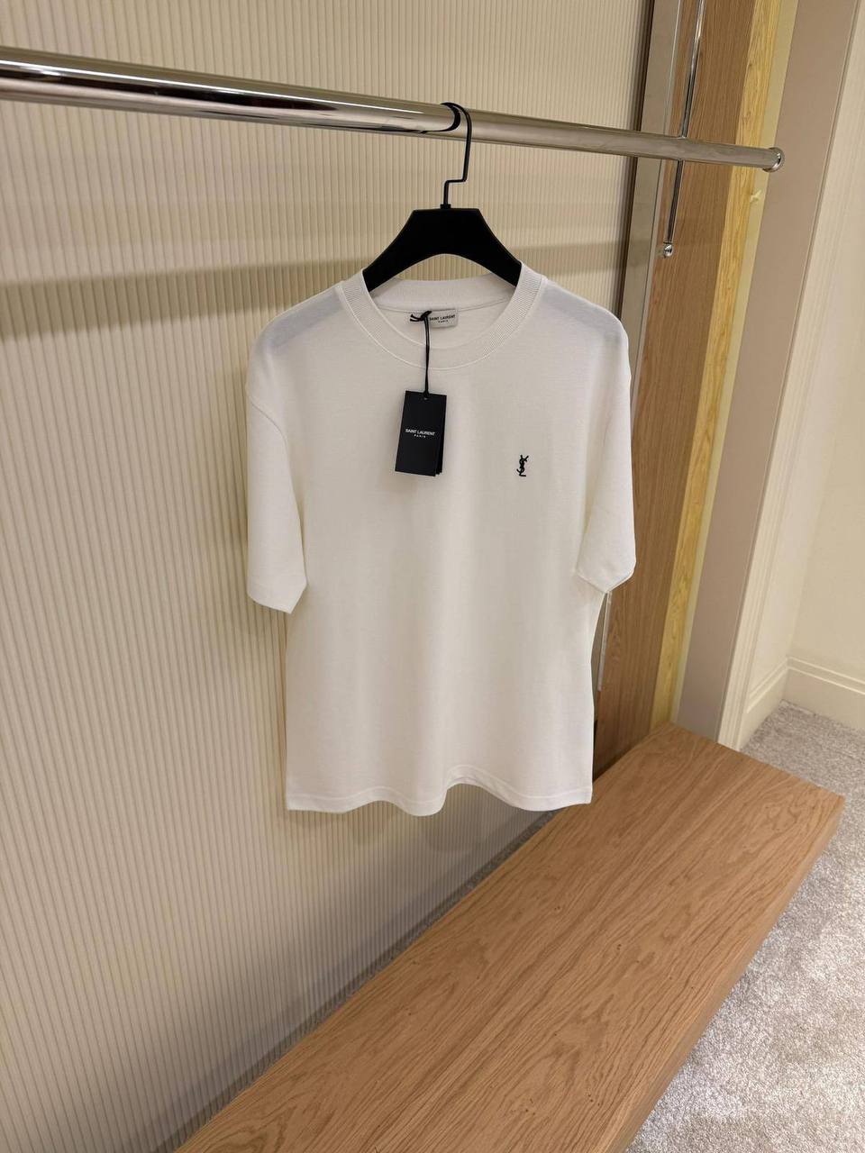 Saint Laurent Classic Embroidered Logo T-Shirt — White