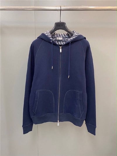 Dior Oblique-Lined Zip Hoodie