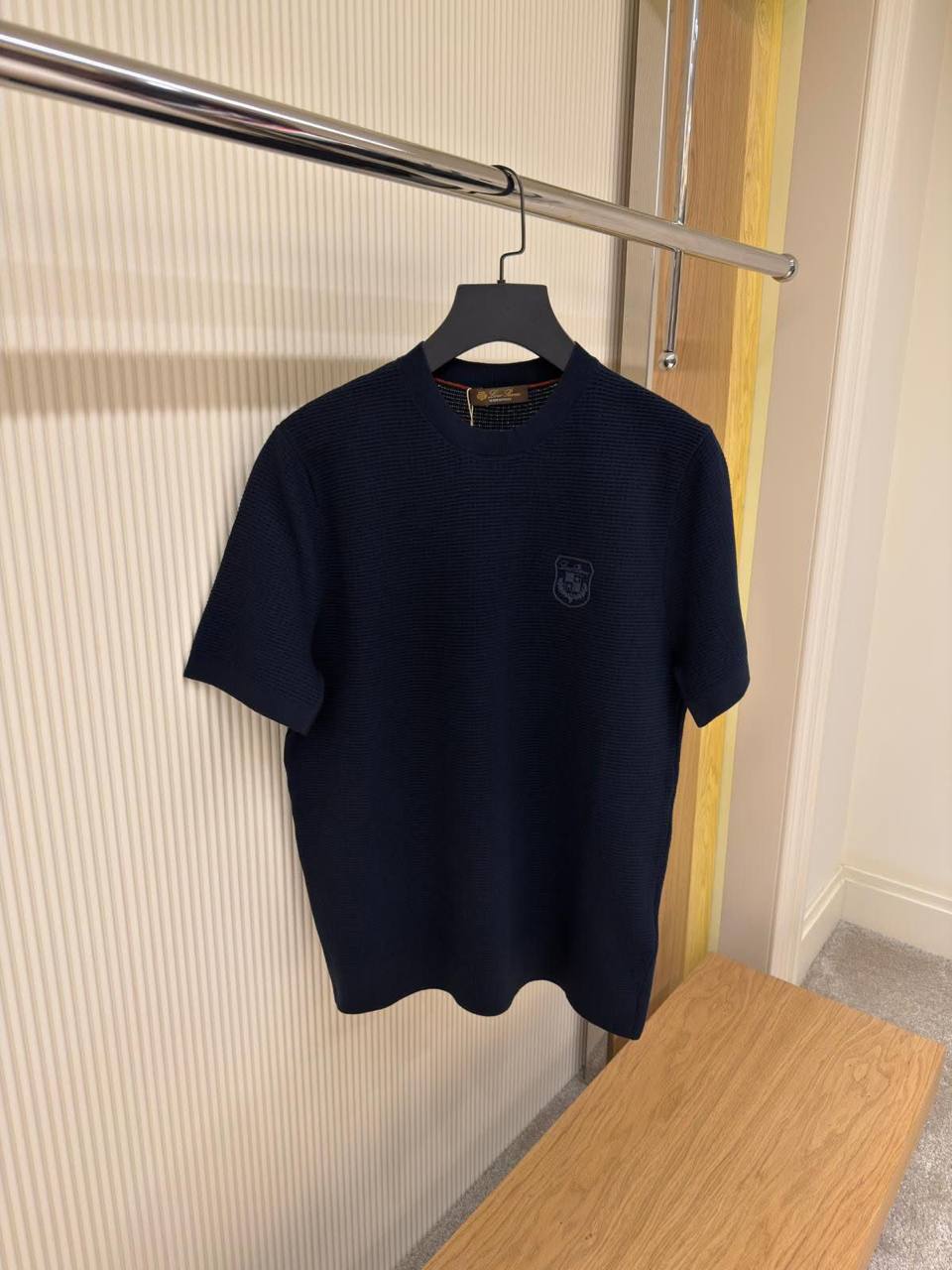 Loro Piana Waffle Knit T-Shirt — Navy