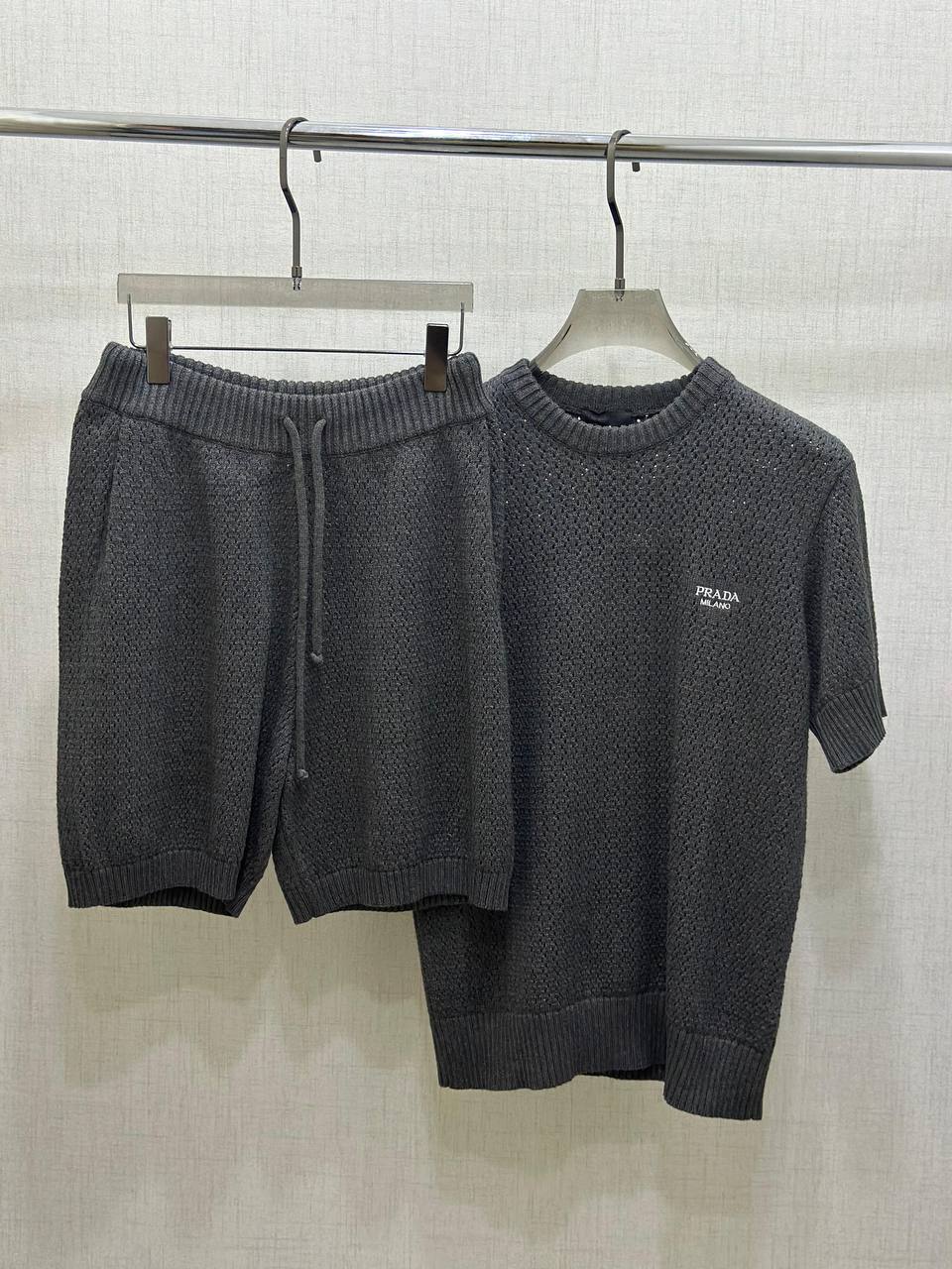 Prada Milano Open-Knit T-Shirt & Shorts Set