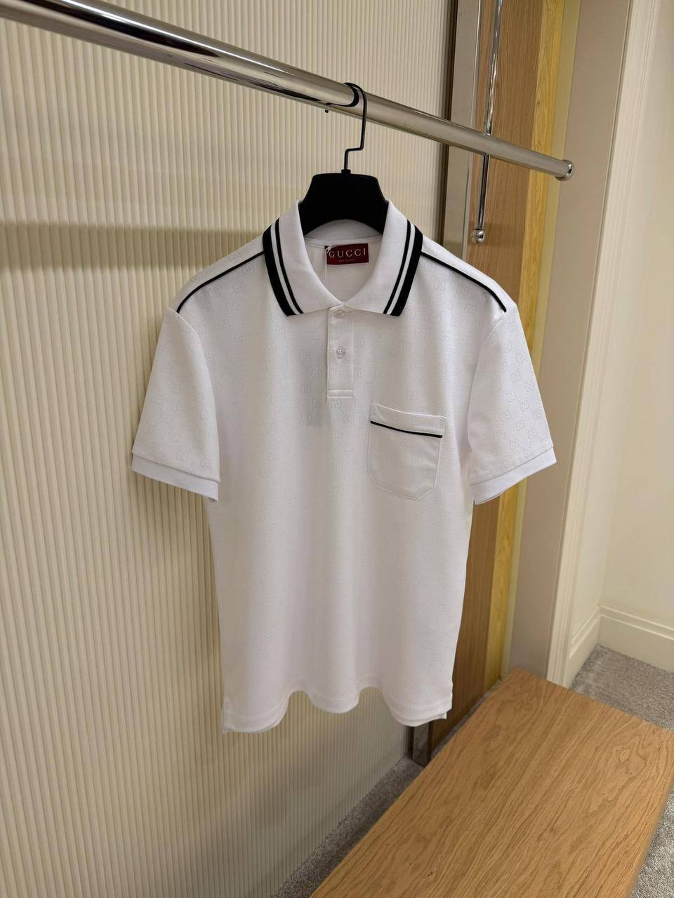 Gucci GG Jacquard Polo with Shoulder Piping