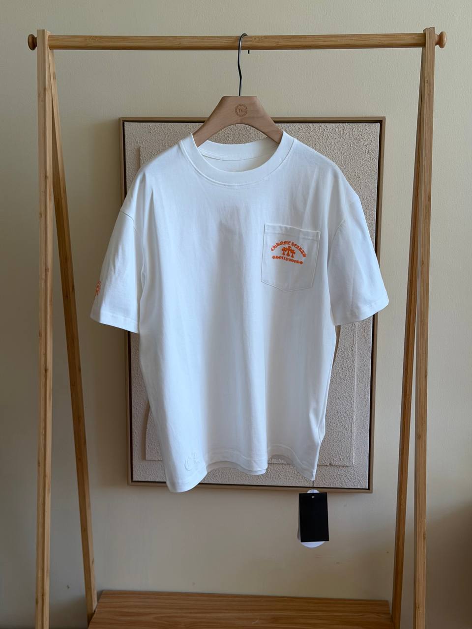 Chrome Hearts Hollywood Pocket Tee – White/Orange