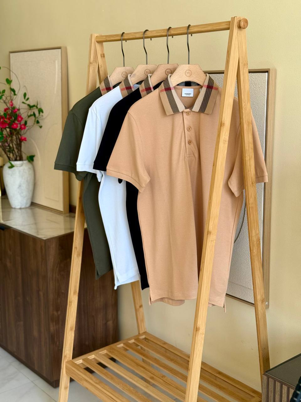 Burberry Check Collar Polo