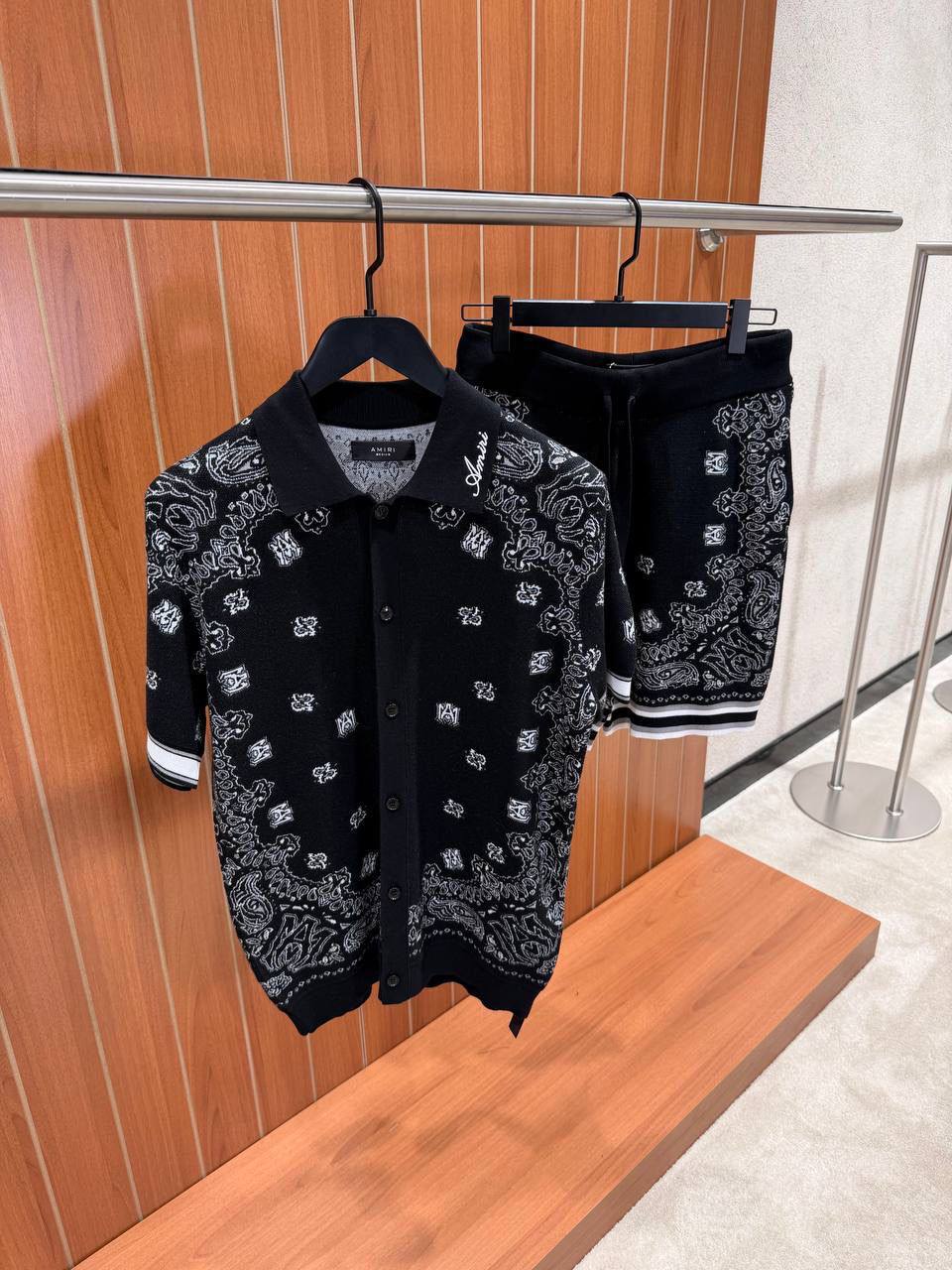 Amiri Bandana Jacquard Knit Polo & Shorts Set
