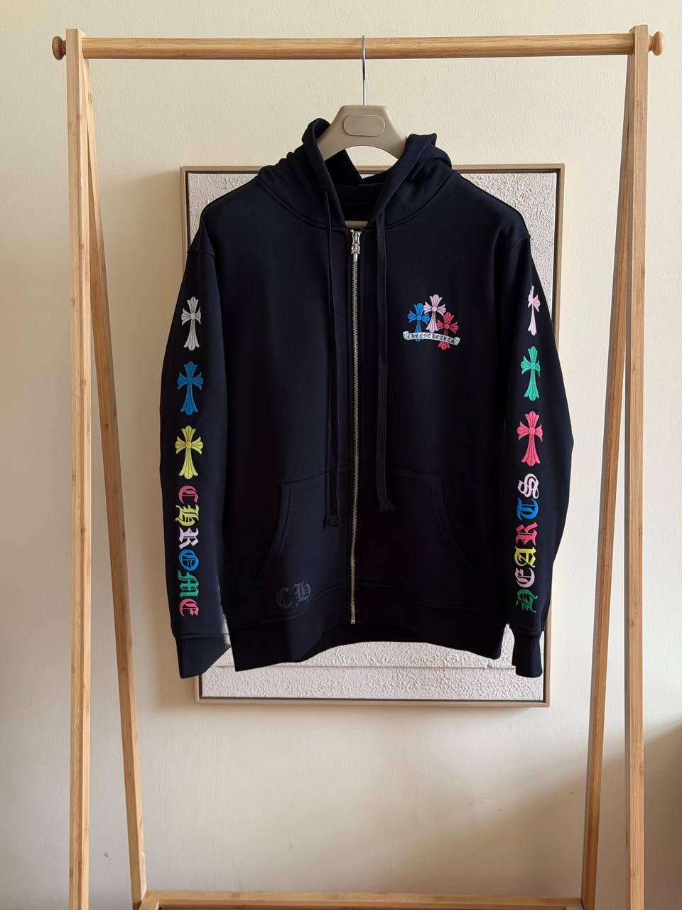 Chrome Hearts Multicolour Cross Zip Hoodie – Black