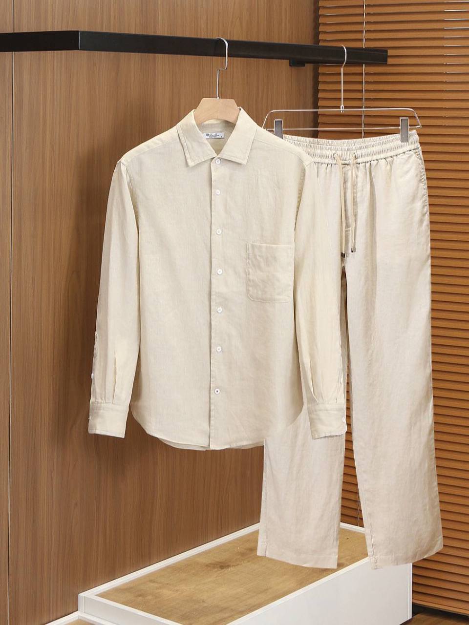 Loro Piana Linen Shirt & Trouser Set — Beige