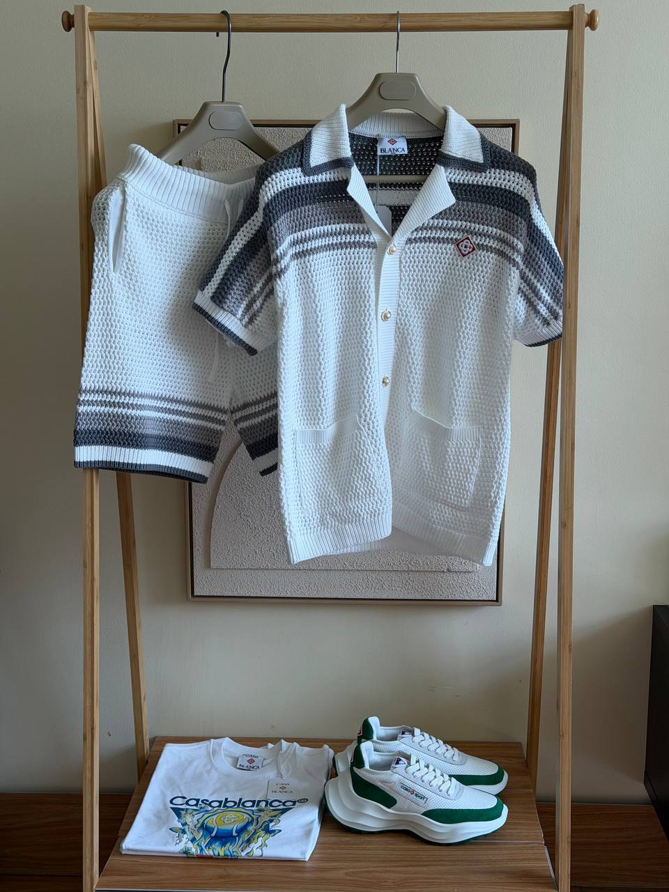 Casablanca Crochet Knit Set – Grey Stripe