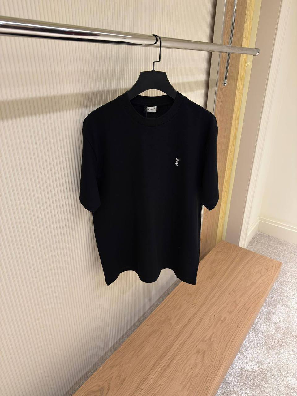 Saint Laurent Classic Embroidered Logo T-Shirt — Black