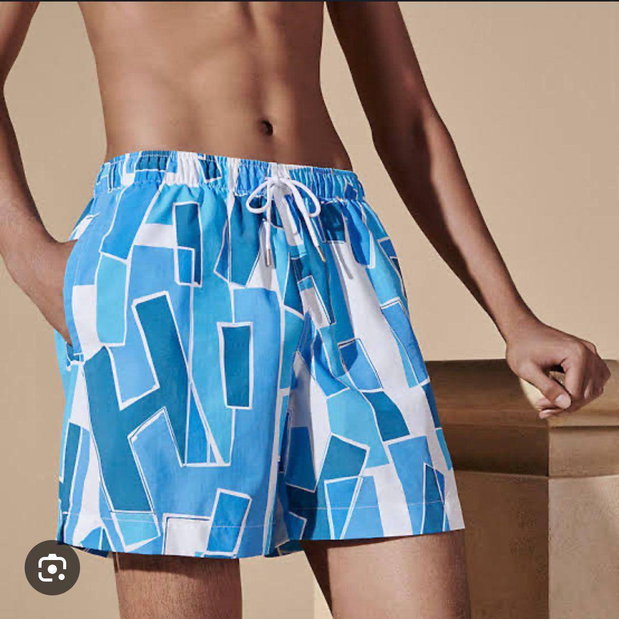 Hermès "Découpage de H" Swim Trunks – Bright Blue
