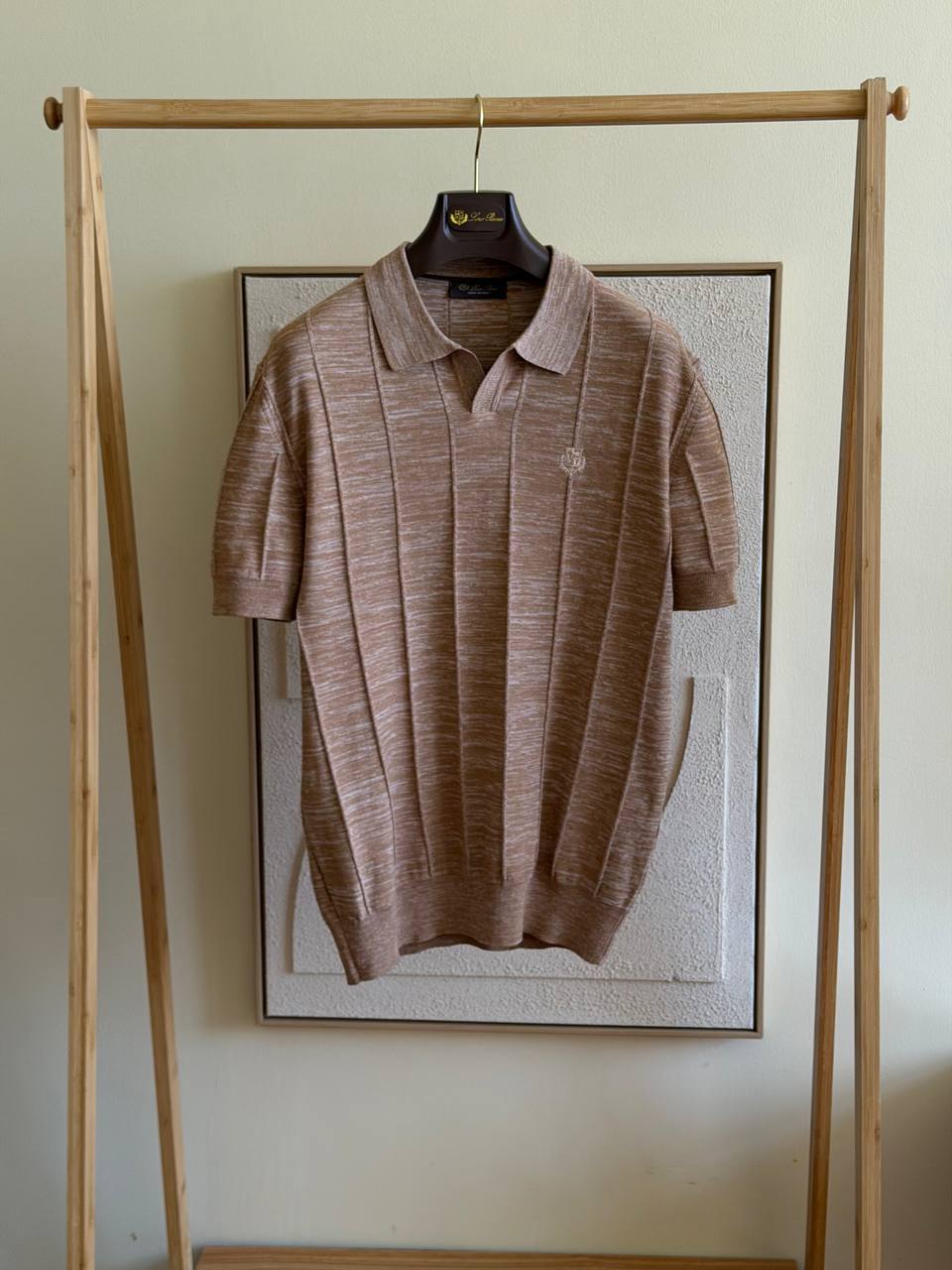 Loro Piana Striped Knit Polo – Camel