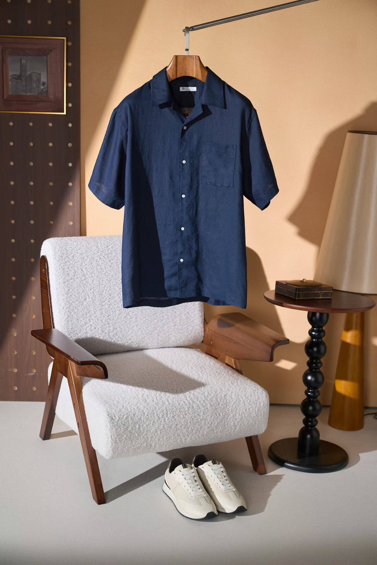 Loro Piana Linen Camp-Collar Shirt - Navy