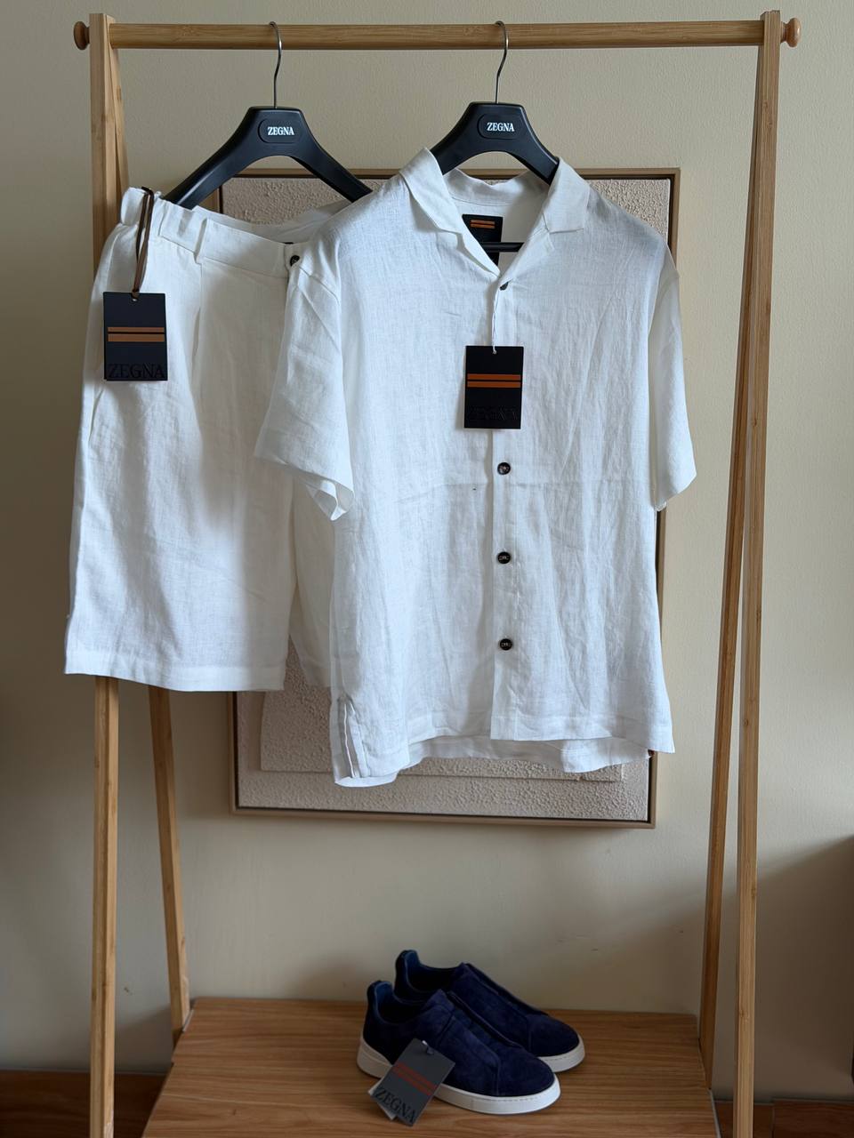 Zegna Linen Shirt & Shorts Set - White