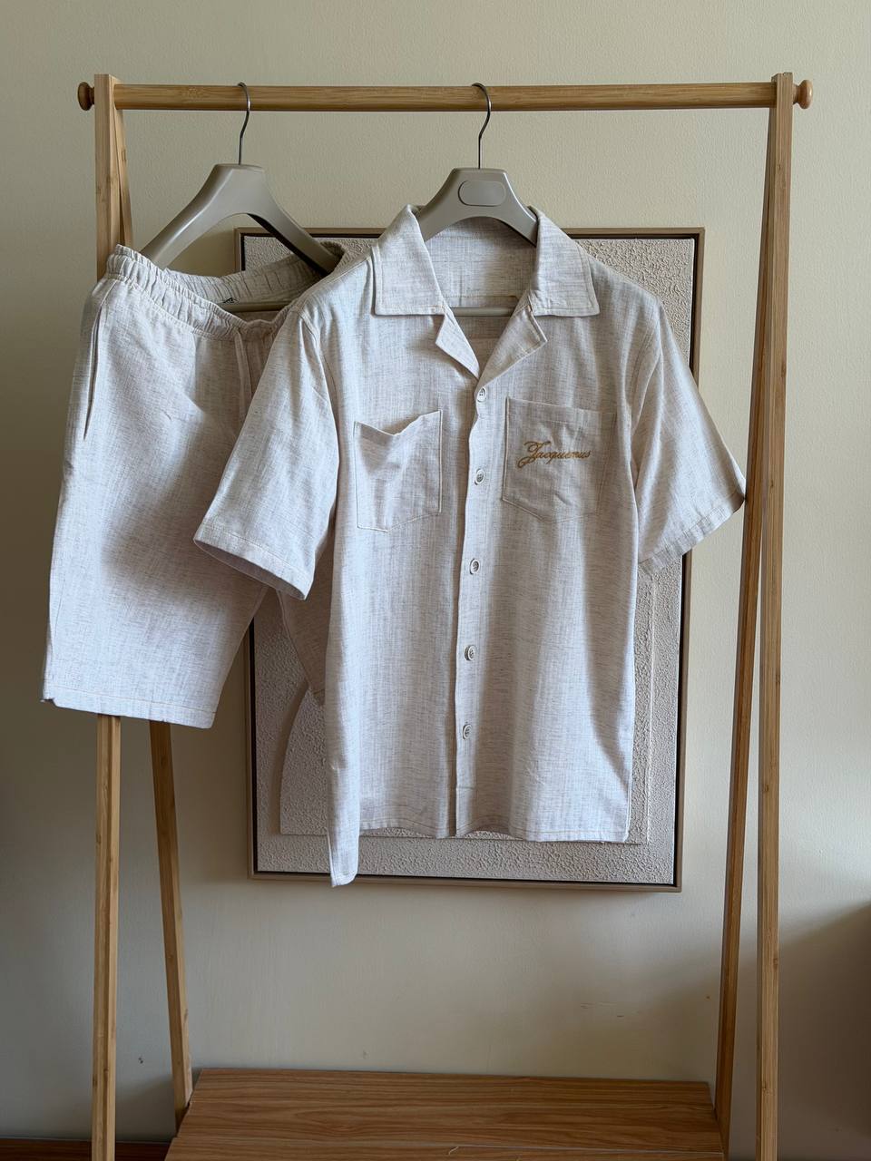 Jacquemus Linen Shirt & Shorts Set – Beige