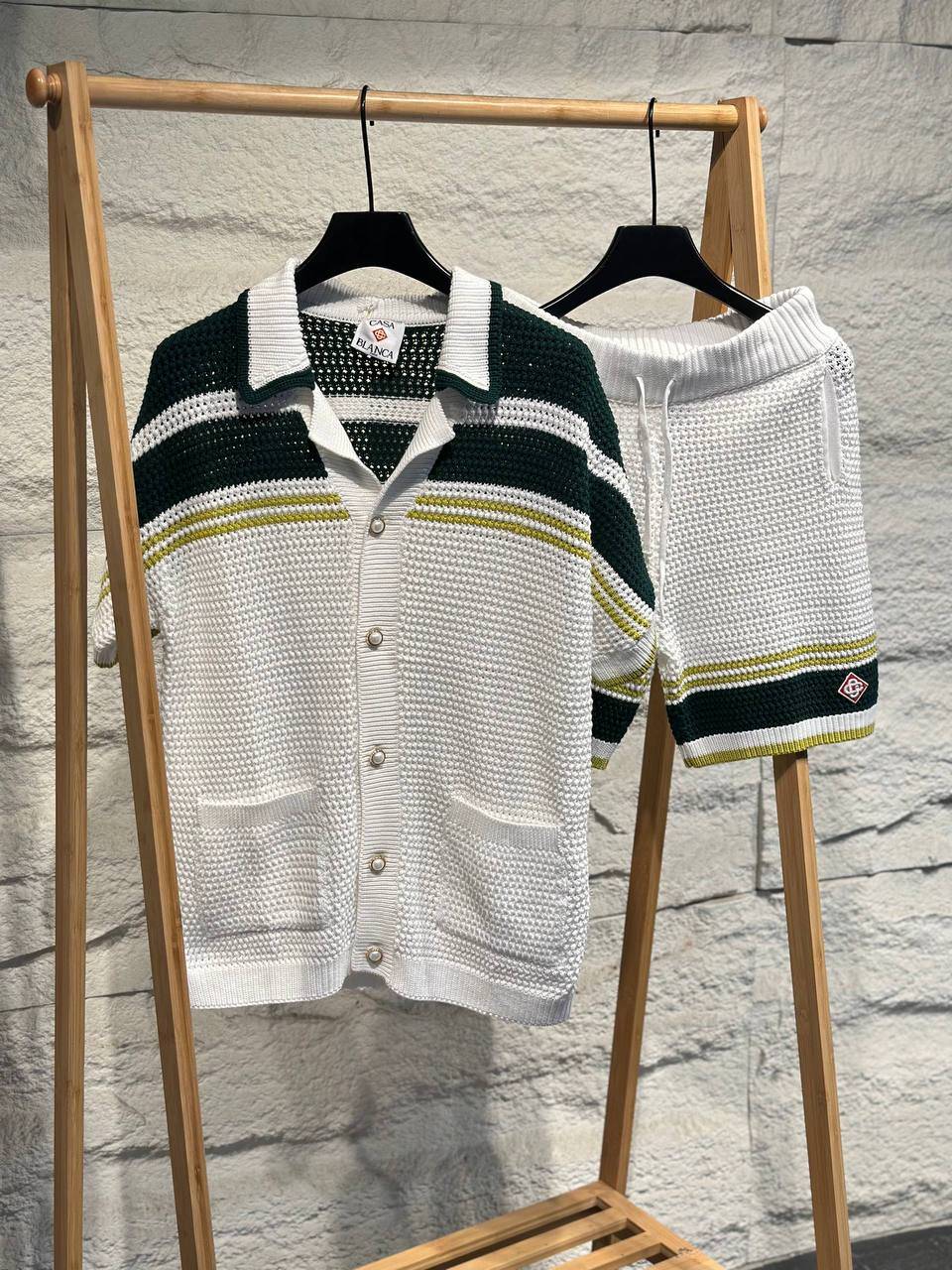 Casablanca Green Stripe Crochet Knit Set