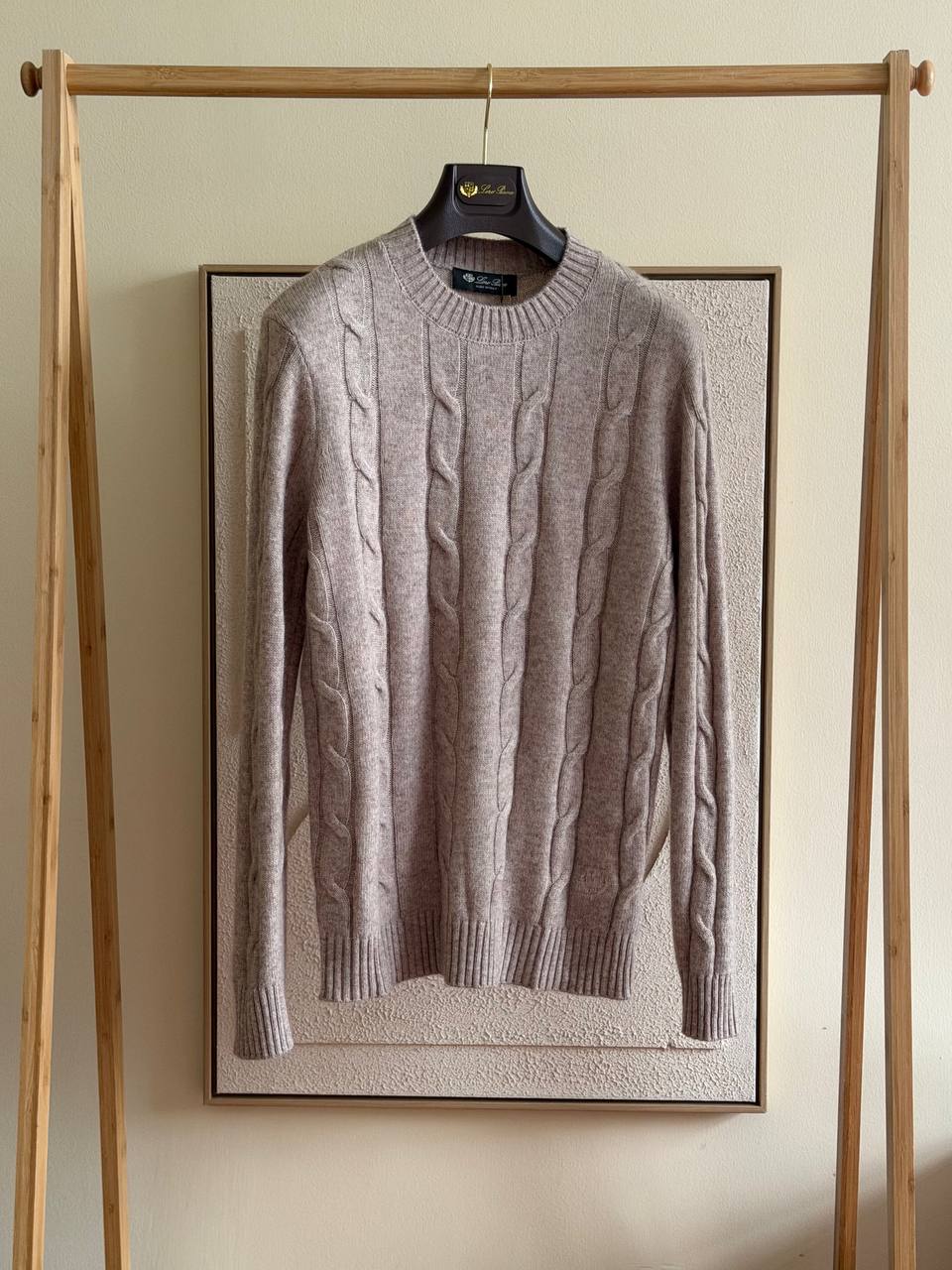Loro Piana Cable-Knit Crewneck Sweater - Taupe