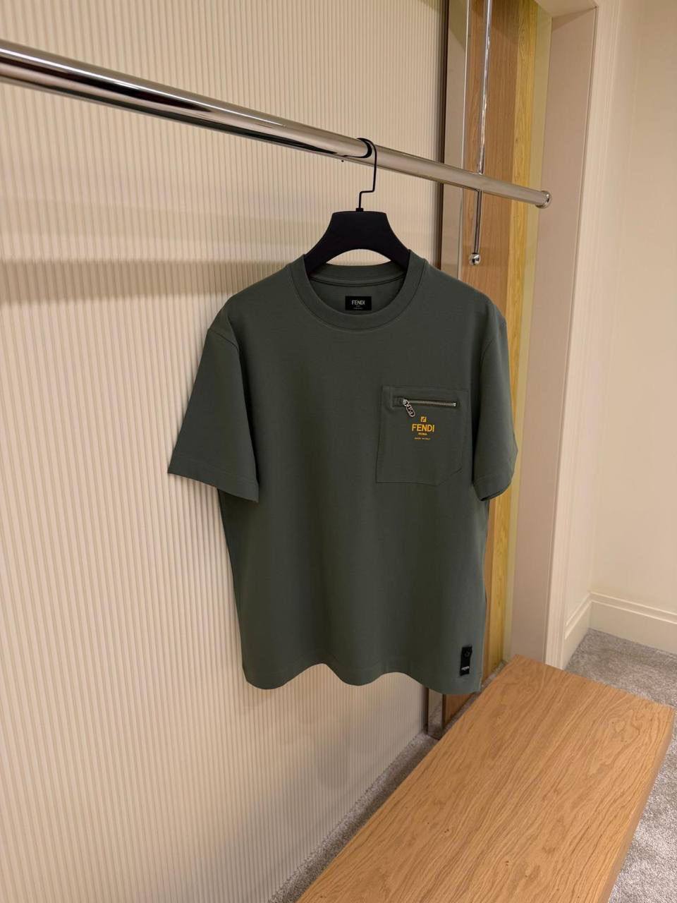 Fendi Roma Zip Pocket Tee – Olive