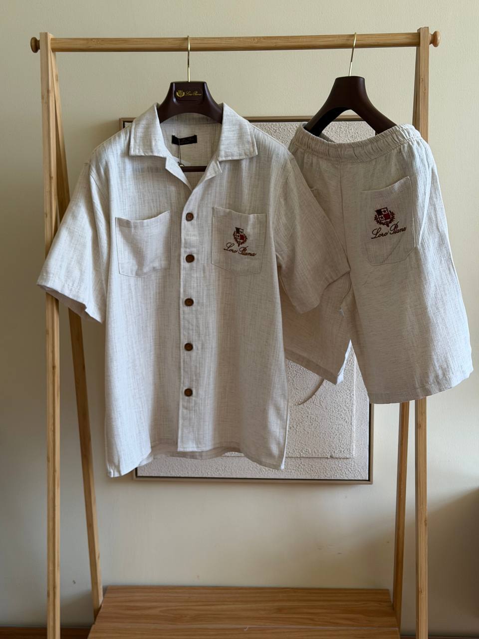 Loro Piana Linen Crest Camp-Collar Shirt & Shorts Set