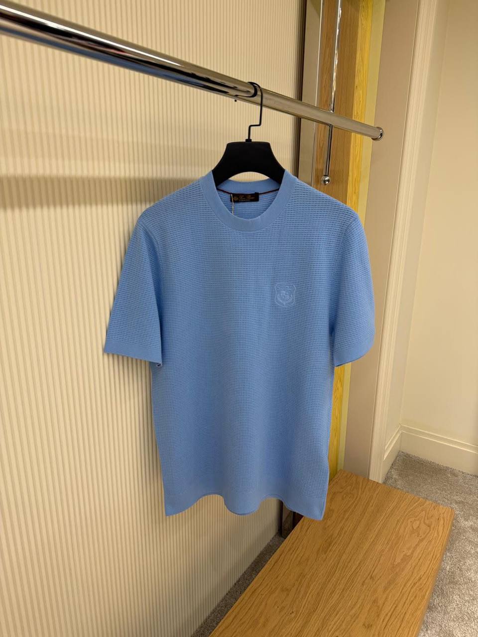 Loro Piana Waffle Knit T-Shirt — Light Blue
