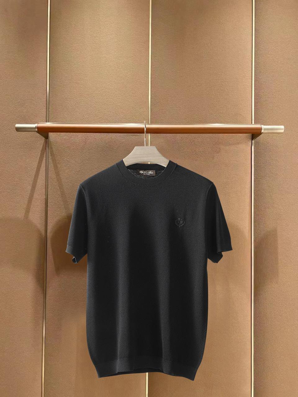 Loro Piana Silk-Cotton Crewneck Knit T-Shirt – Black