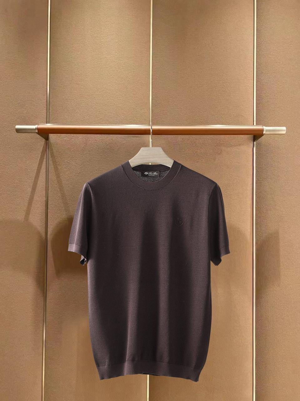 Loro Piana Silk-Cotton Crewneck Knit T-Shirt – Brown