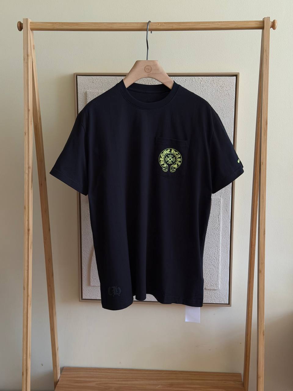 Chrome Hearts Neon Yellow Horseshoe Pocket Tee – Black