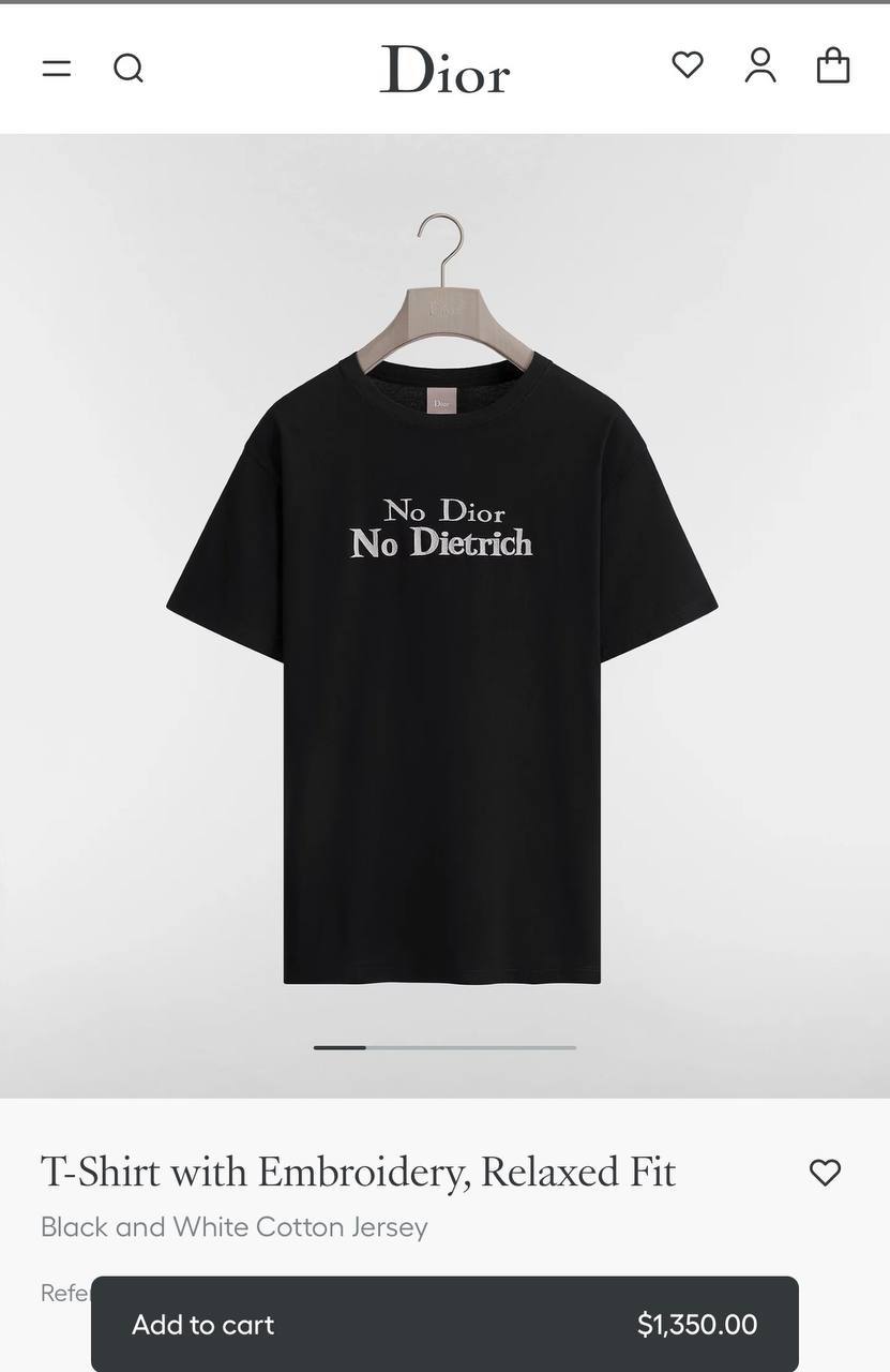 Dior "No Dior No Dietrich" Embroidered T-Shirt