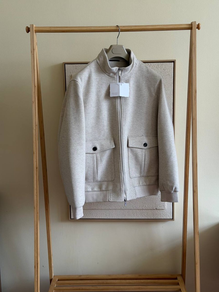 Loro Piana Beige Jersey Bomber Jacket