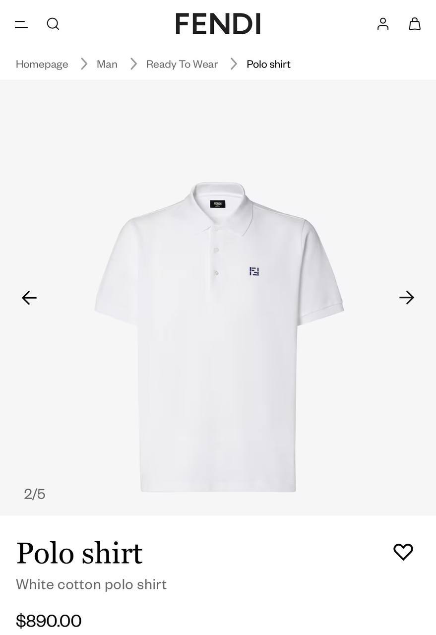 Fendi White Cotton Polo Shirt