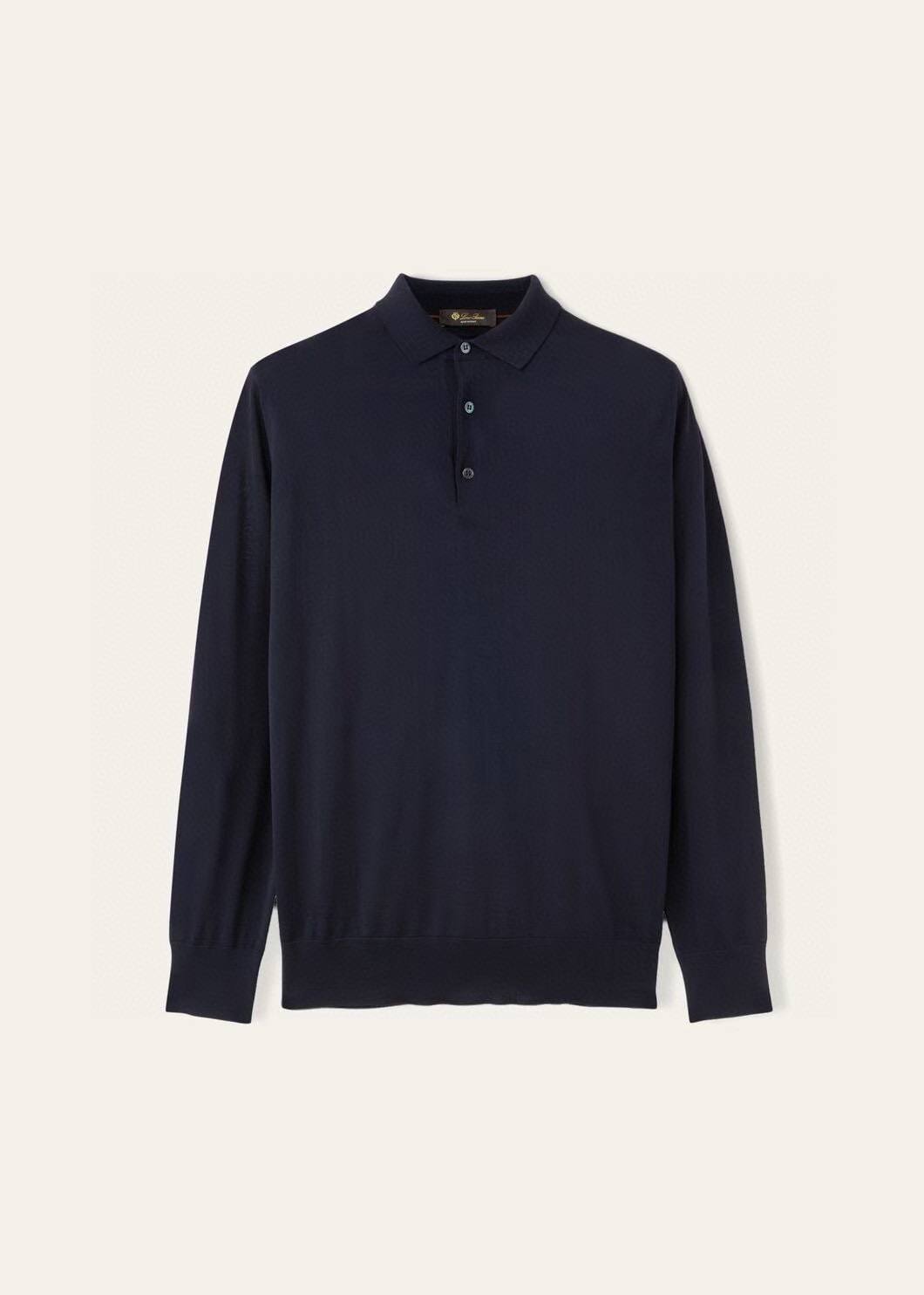 Loro Piana Como Long-Sleeve Polo (Navy)