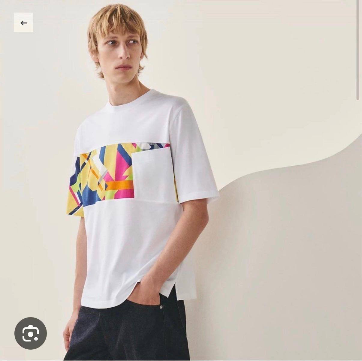 Hermès "Poche en rayure imprimé" T-Shirt – White/Multicolor