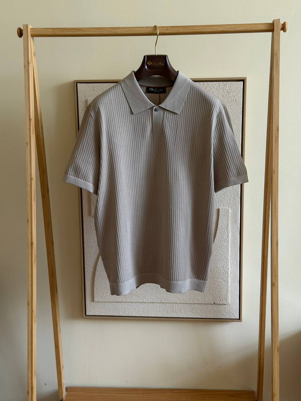 Loro Piana Ribbed Vertical Knit Polo