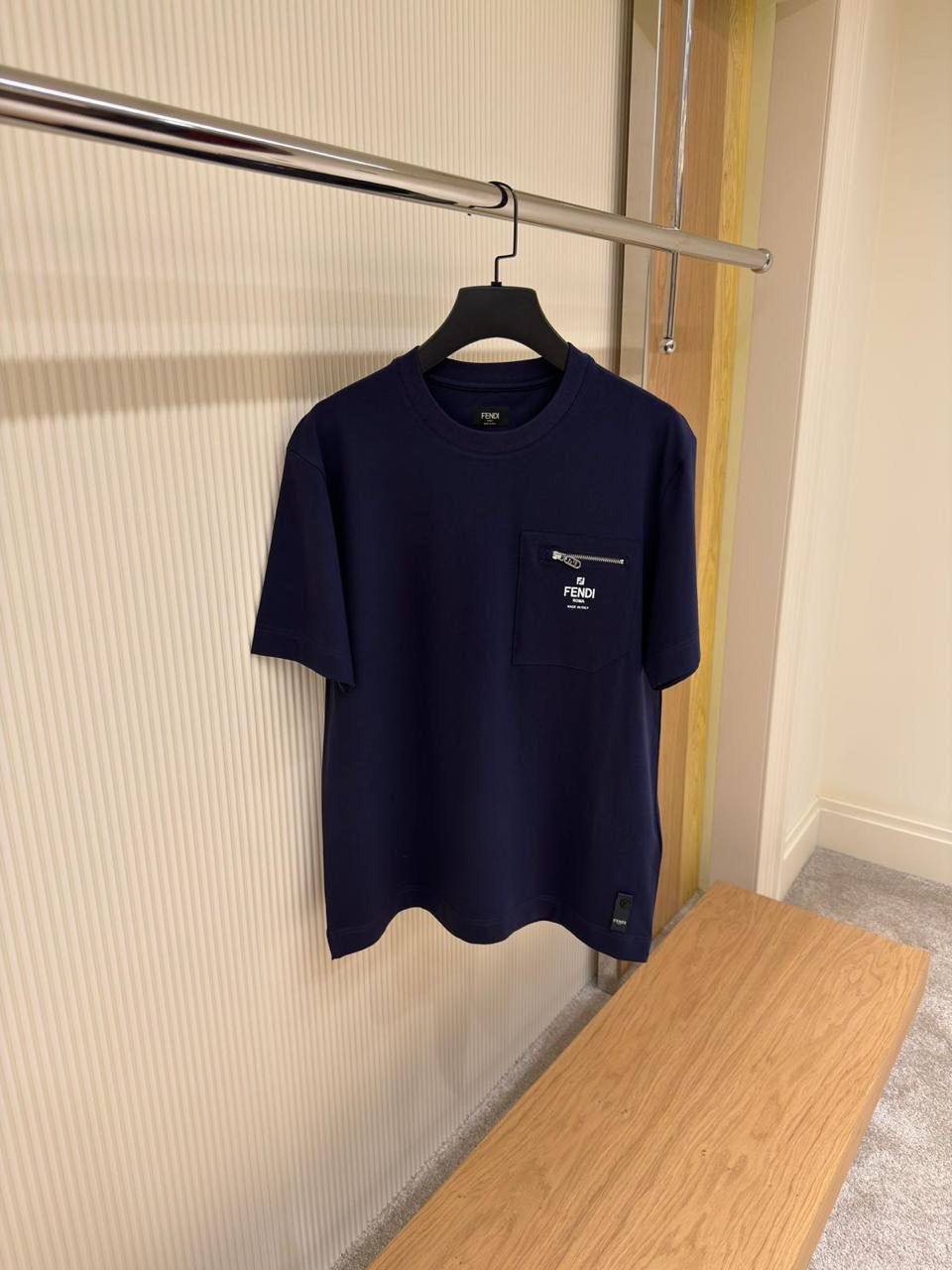 Fendi Roma Zip Pocket Tee – Navy