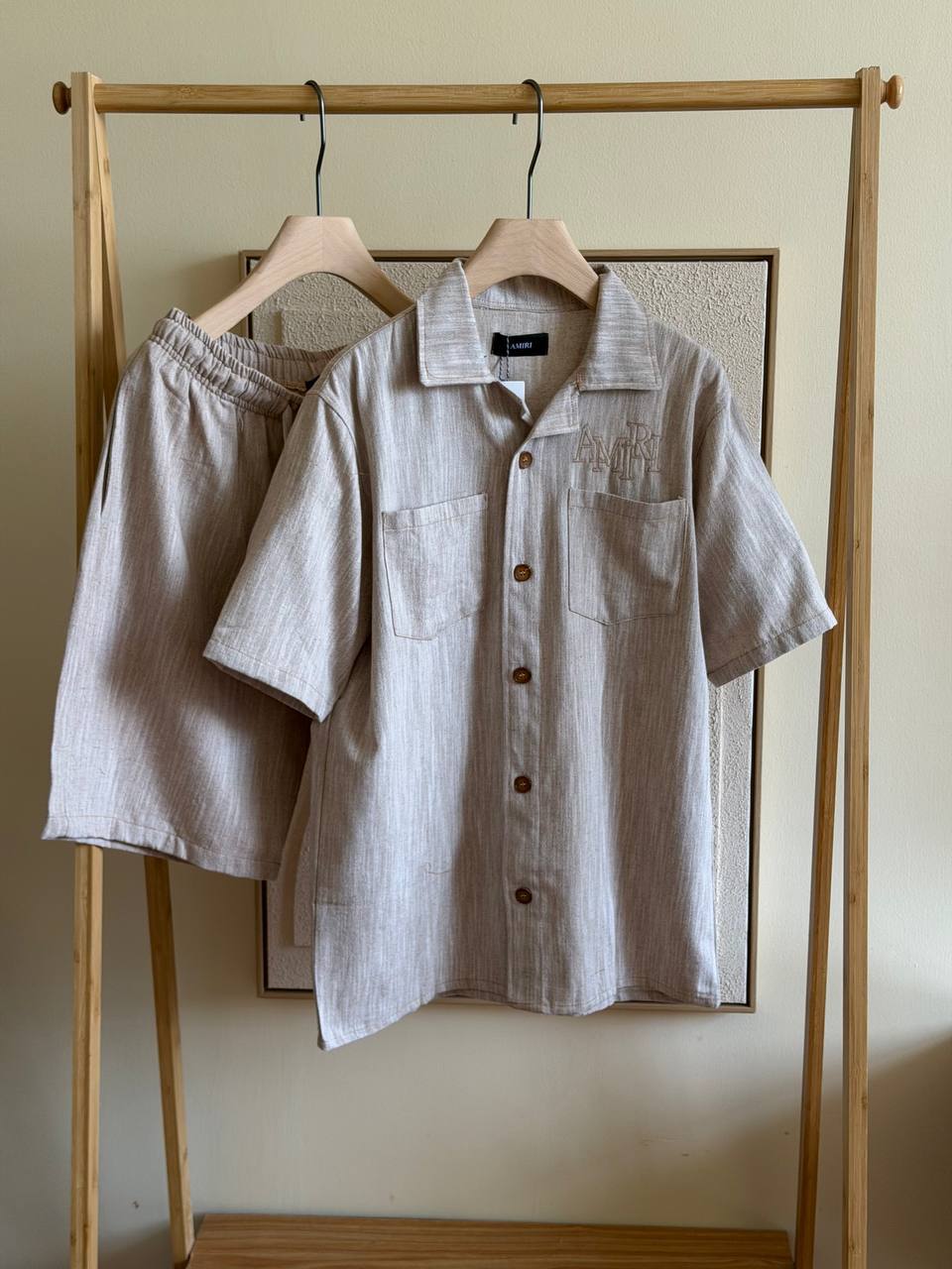 Amiri Linen Shirt & Shorts Set – Beige