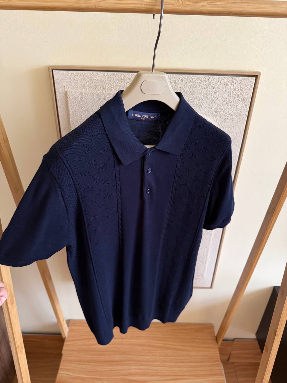 Louis Vuitton Cotton-Silk Pointelle Polo Shirt — Navy